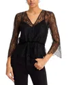 Frame Lace V-neck Blouse In Black In Black