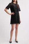 Frame Lace Button Front Dress In Black