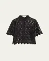 Frame Lace Button Up Shirt Black In Black