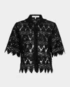 Frame Lace Button Up Shirt Black In Black