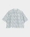 Frame Lace Button-front Shirt In Blue