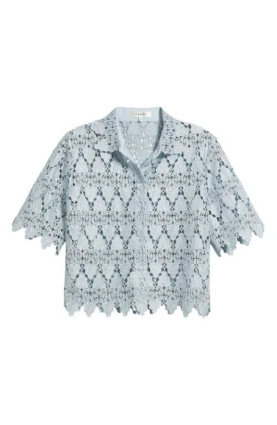 Frame Lace Button-up Shirt In Blue