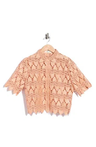Frame Lace Button-up Shirt In Blush