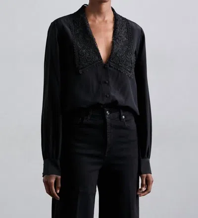 Frame Lace Collar Blouse In Black