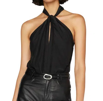 Frame Lace Inset Sleeveless Top In Noir In Black