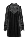 Frame Long-sleeve Lace Mini Dress In Black