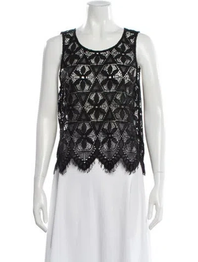 Pre-owned Frame Lace Pattern Crew Neck Top In Black