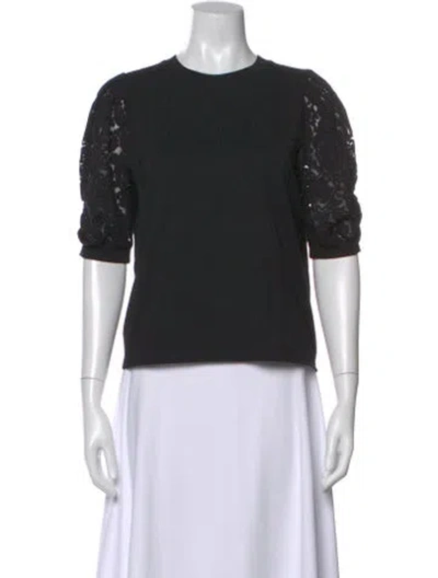 Pre-owned Frame Lace Pattern Crew Neck Top In Black