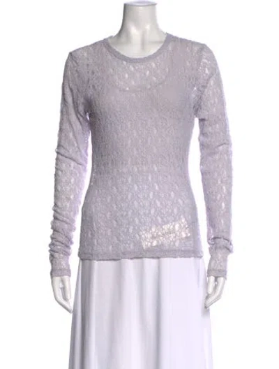 Pre-owned Frame Lace Pattern Crew Neck Top In Purple