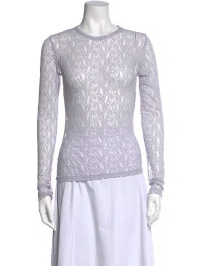 Pre-owned Frame Lace Pattern Crew Neck Top In Purple