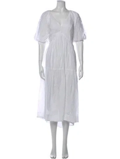 Pre-owned Frame Lace Pattern Long Dress In White