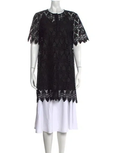 Pre-owned Frame Lace Pattern Midi Length Dress In Black