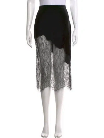 Pre-owned Frame Lace Pattern Midi Length Skirt In Black