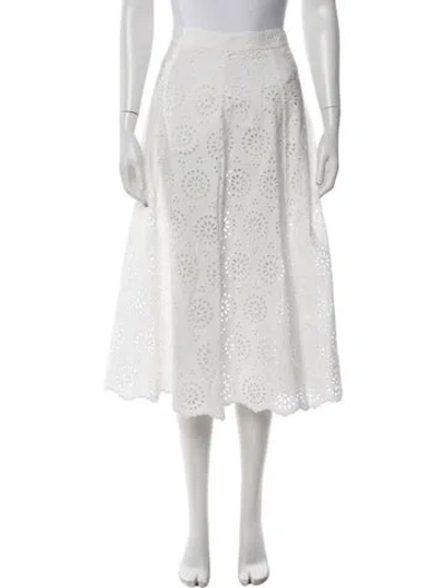 Pre-owned Frame Lace Pattern Midi Length Skirt In White