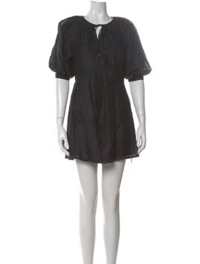 Pre-owned Frame Lace Pattern Mini Dress In Black