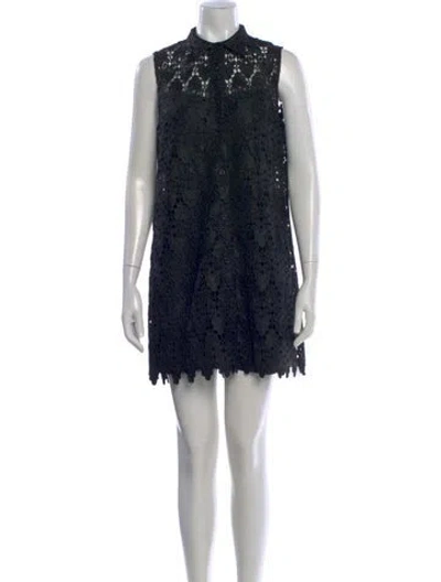 Pre-owned Frame Lace Pattern Mini Dress In Black