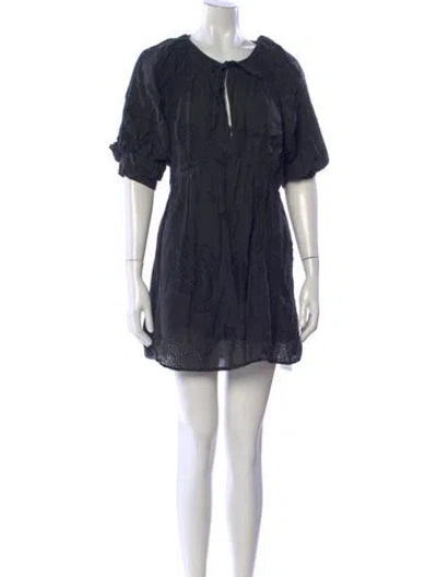 Pre-owned Frame Lace Pattern Mini Dress In Black