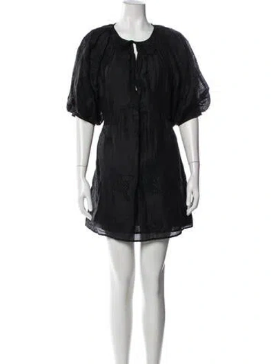 Pre-owned Frame Lace Pattern Mini Dress In Black