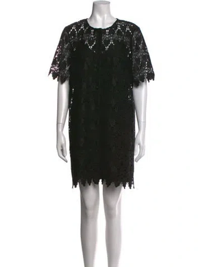 Pre-owned Frame Lace Pattern Mini Dress In Black