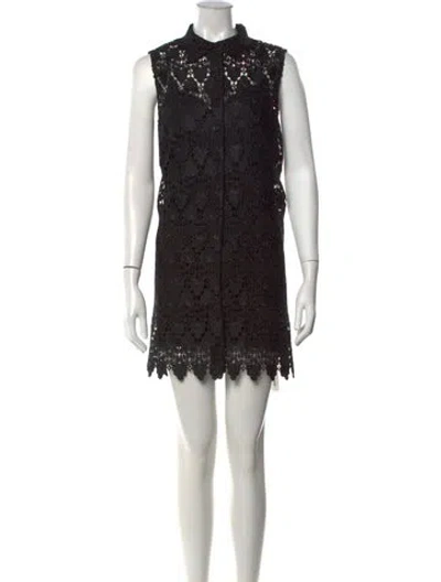 Pre-owned Frame Lace Pattern Mini Dress In Black