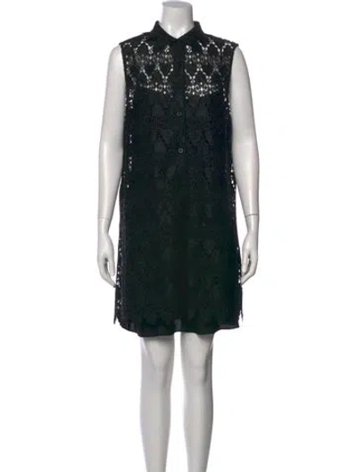 Pre-owned Frame Lace Pattern Mini Dress In Blue