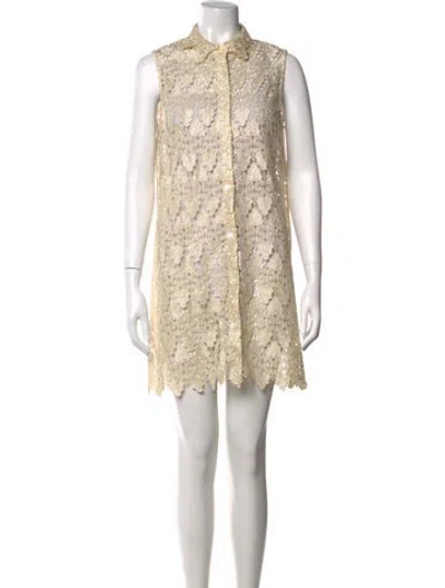 Pre-owned Frame Lace Pattern Mini Dress In Grey