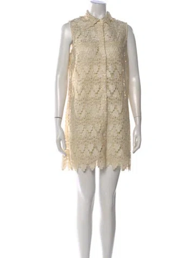 Pre-owned Frame Lace Pattern Mini Dress In Neutral