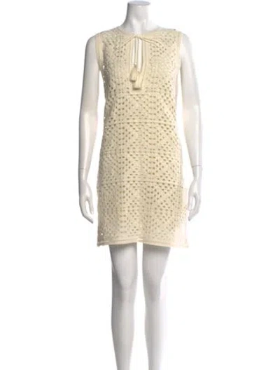 Pre-owned Frame Lace Pattern Mini Dress In Neutral