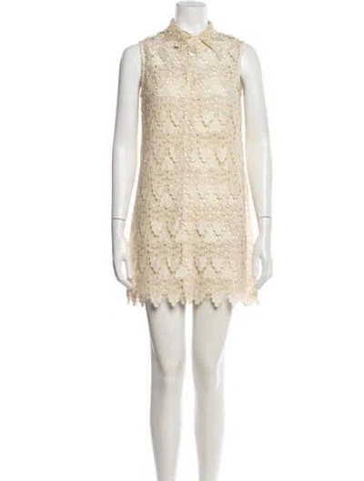 Pre-owned Frame Lace Pattern Mini Dress W/ Tags In Neutral