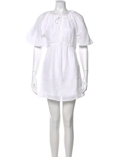 Pre-owned Frame Lace Pattern Mini Dress In White