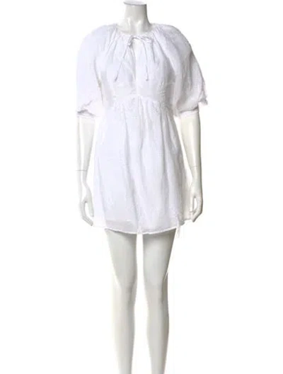 Pre-owned Frame Lace Pattern Mini Dress In White