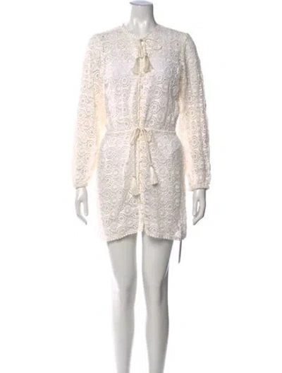 Pre-owned Frame Lace Pattern Mini Dress In White