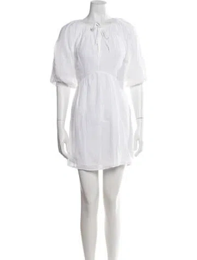 Pre-owned Frame Lace Pattern Mini Dress In White