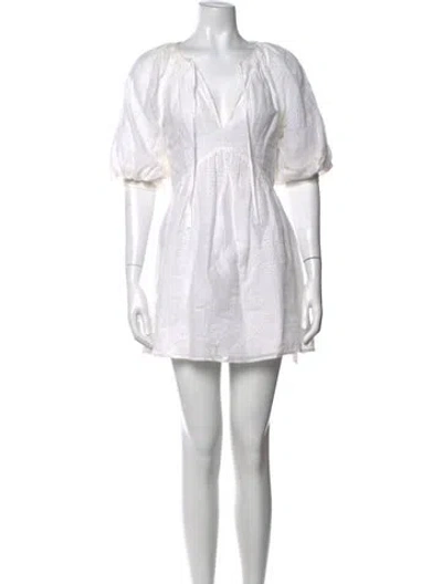 Pre-owned Frame Lace Pattern Mini Dress In White