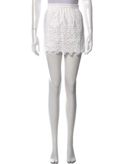 Pre-owned Frame Lace Pattern Mini Skirt In White