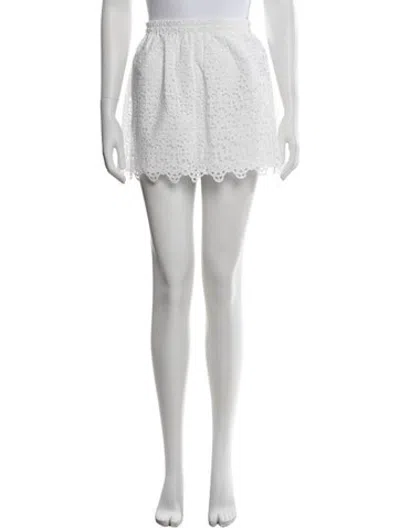 Pre-owned Frame Lace Pattern Mini Skirt In White