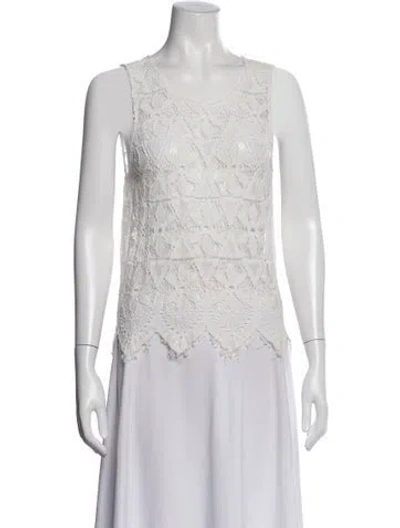 Pre-owned Frame Lace Pattern Scoop Neck Top In Neutral