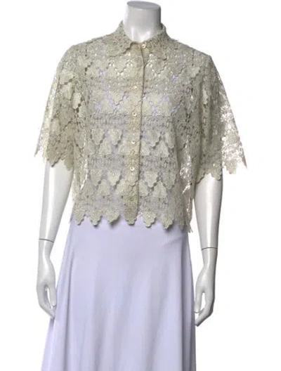 Pre-owned Frame Lace Pattern Short Sleeve Blouse In Multicolor