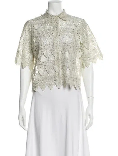 Pre-owned Frame Lace Pattern Short Sleeve Top W/ Tags In Multi