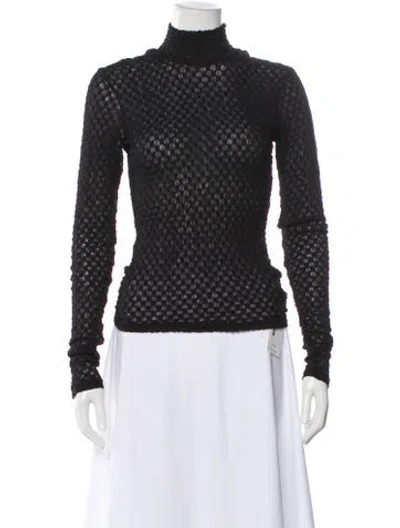 Pre-owned Frame Lace Pattern Turtleneck Top In Gray