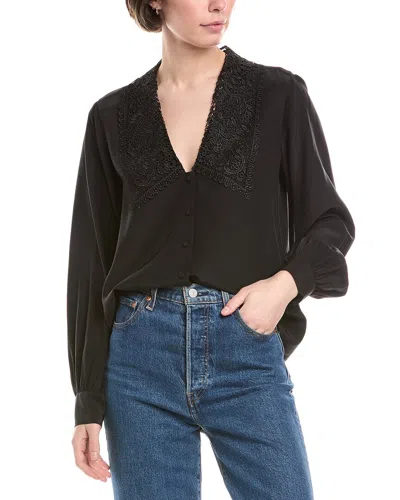 Frame Lace Puritan Collar Silk Blouse