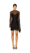 Frame Long-sleeve Lace Mini Dress In 블랙