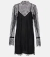 Frame Long-sleeve Lace Mini Dress In Black