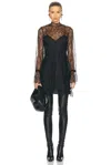 Frame Long-sleeve Lace Mini Dress In Black