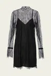 Frame Long-sleeve Lace Mini Dress
