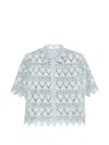 Frame The Lace Button Up Shirt In Blue