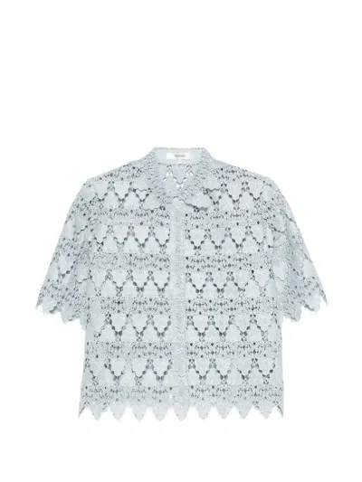 Frame The Lace Button Up Shirt In Blue