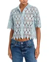 Frame Lace Short Sleeve Shirt In Blue