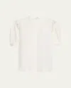 Frame The Gathered Short Sleeve Button-up Shirt In Cream