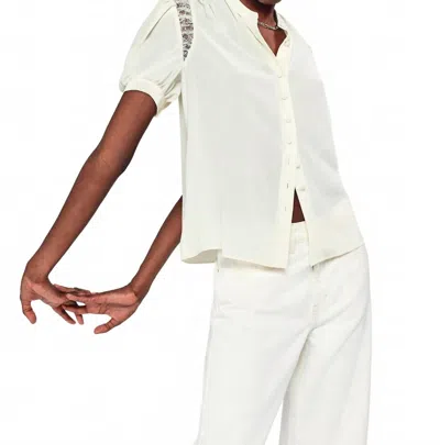 Frame Lace Shoulder Inset Blouse In Cream In White